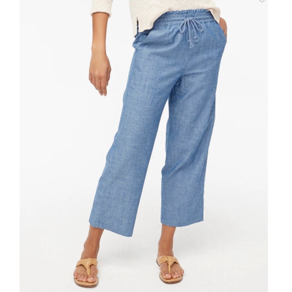 J. Crew Factory Chambray wide-leg paper-bag pant